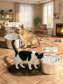 3.2L/2.8L Large Capacity Cat Water Dispenser, 304 Stainless Steel Pet Water Fountain, Circulating Filtered Water, Automatic Water Feeder, Quiet Water Pump, Suitable For Cats And Dogs, Visible Window Design - Multicolor - View 8