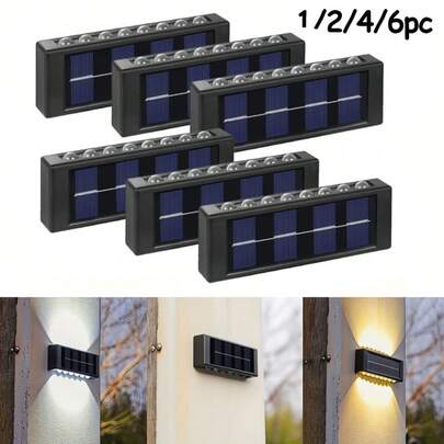1/2/4/6个太阳能户外灯，暖白光/暖白混合光，半嵌入式安装，恒亮智能光传感器，适用于花园、露台、小径、围栏、门廊、庭院、新年装饰、节日照明