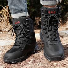 Men's Multi-Terrain Surface Hightop Wide Fit Outdoor Boots, Lightweight And Breathable Anti-Skid Mountaineering Shoes,Hiking Boot, Desert Boot,Work Footwear, Suitable For Jungle Exploration, Rock Climbing, Daily Travel, Camping, Tourism, Fishing Activitie - 黑色 - 查看 7