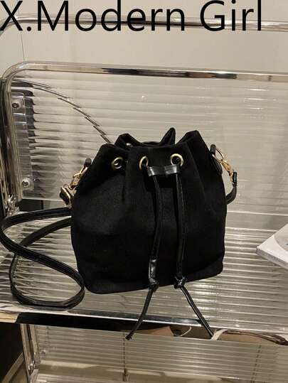 Bolso de cubo cruzado con cordón de flecos vintage, de gran capacidad, de moda