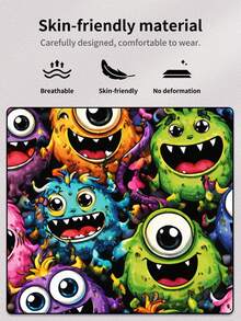 1pc Men's Boxer Briefs - Colorful Cartoon Monster Print Underwear, Fun & Playful Daily Wear And Unique Gift, Suitable For Boyfriend, Husband, Holiday & Anniversary Gifts - Black - View 5