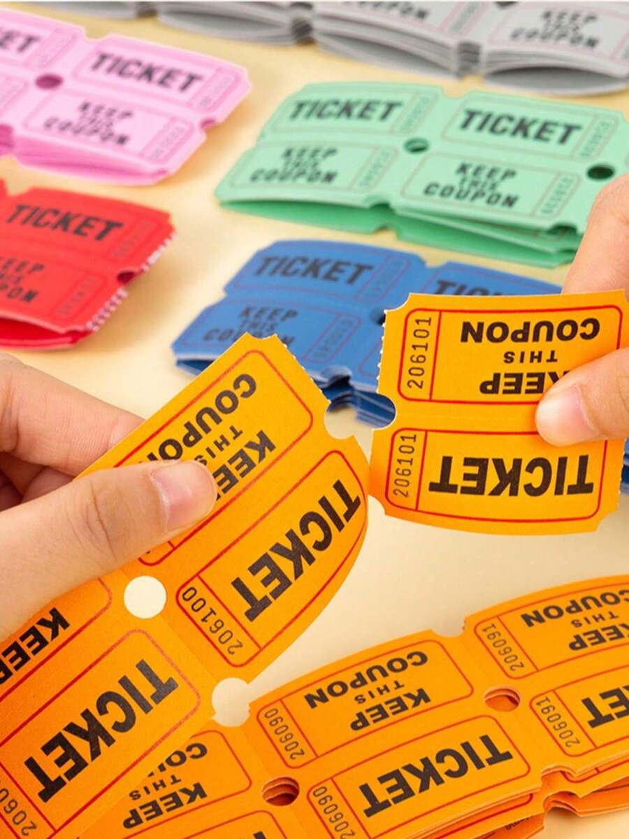 100张/套 双倍抽奖券、双倍优惠券、活动门票、入场券，适用于各种活动、嘉年华、抽奖、游戏、庆典、饮料等。