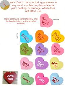 6件套木质心形对话装饰摆件，适用于多层托盘、置物架、壁炉架，情人节装饰 - 独立摆放，XOXO闺蜜节装饰，情人节装饰，情人节之吻装饰，甜蜜拥抱情人节礼物，情人节装饰，糖果心形情人节多层托盘装饰 - 婚礼派对木质心形餐桌装饰 - 彩色 - 查看 7