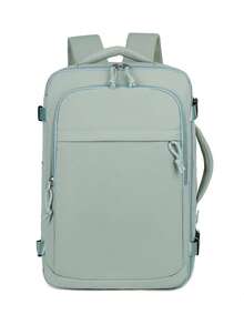 1pc Large Capacity Lightweight Travel Backpack, Women's Work Bag, Portable With Luggage Strap Design. College Style Backpack With Shoe Compartment. Waterproof Business Large Capacity Daily/Weekend Bag, TSA Compliant, With USB Charging Port. - Green - View 3