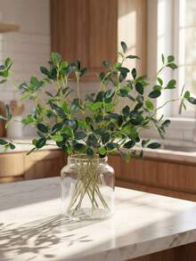 6片人造米兰叶，适合季节性装饰、家居聚会、婚礼装饰、客厅、卧室、花瓶DIY、情人节礼物 - 綠色 - 查看 3