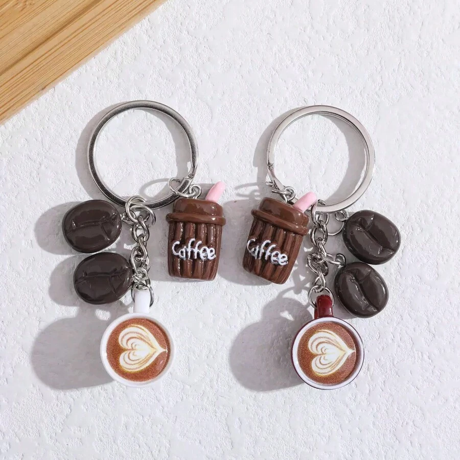 1 pezzo Portachiavi decorativo a forma di tazza di caffè, ciondolo minimalista per borsa, accessorio portachiavi per auto, regalo per madre, padre, laurea e insegnante - Multicolore - Visualizzare 1