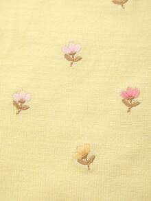 Baby Girls' Lightweight Knit Floral Embroidered Sleeveless Romper, Summer - Yellow - View 3