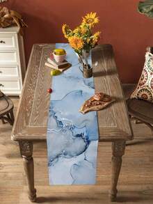1 chiếc khăn trải bàn phong cách Bohemian với họa tiết vân đá cẩm thạch chuyển màu xanh lam, thích hợp trang trí nhà cửa, nhà nông thôn, tiệc tùng và ngày lễ. - Xanh xám - Xem 5
