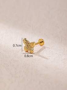 1pc Elegant Titanium Steel Butterfly Stud Earrings, Suitable For Women's Daily Wear - Butterfly - View 7
