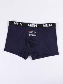 Men's Black Briefs With Letter & Rose Flower Print, Elastic Comfortable Everyday Underwear - Blue - View 2