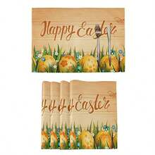 Easter Placemats Set Of 6 Happy Easter Eggs Flowers Placemat Table Place Mats For Dining Kitchen Table Washable - Pattern 1 - View 1