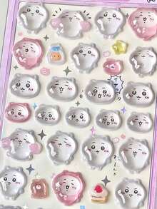 1张儿童动漫卡通3D贴纸，可爱动物猫咪贴纸，DIY手工3D贴纸，适用于DIY手机壳、DIY贴纸笔记本、DIY手工、笔记本电脑、礼品包装、派对装饰，完美的节日礼物，送给粉丝和朋友的礼物，返校礼物（款式随机） - 彩色 - 查看 6