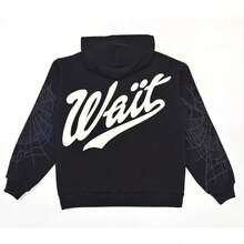 SP5DER Men/Women Hoodies Graffiti Number 5 Print Hoodie Unisex ,Y2k Streetwear Oversized Hooded Pullover Pocket Sweatshirt - 黑色 - 查看 3