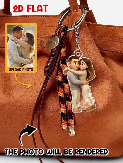 Customized Keychain, Personalized Acrylic Cartoon Keychain, Valentine's Day Souvenir, Valentine's Day Decoration, 2D Graphic Based On Uploaded Photo, Child Growth Memorial, Suitable For Valentine's Day, Wedding, Birthday, Anniversary, Souvenir, Party, School, Personalized Keychain Gift For Family, Friends, Couples, Classmates, Pets, Customizable