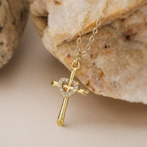 1pc Minimalist INS Style Cross Pendant Necklace, Everyday & Party Jewelry For Women