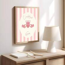 1 pieza Anillo irlandés sin marco "Gra" Póster de arte de pared de rayas rosas de Irlanda moderna Impresión en lienzo para decoración de habitación, esenciales de dormitorio, regalo de cumpleaños y decoración de fiesta, decoración de dormitorio con tema celta vintage, decoración de habitación estética, impresiones para pared, artículos esenciales para dormitorio universitario, decoración del hogar dormitorio, regalo de herencia irlandesa, idea de decoración de pared única, arte cultural minimalista. - Dibujos animados - Ver 1