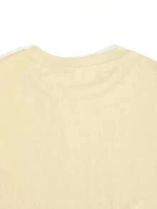 1 Pcs(220 Cotton T-Shirt Double-Sided Printing) 1pc  Flame & Star Graphic T-Shirt, Y2K, Streetwear, Digital Print T - Shirt Casual Comfort Cotton Tee For Spring & Summer Fall Men's Clothing, Halloween Gift,Unisex - Màu be - Xem 4