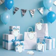 25/50 个粉色蝴蝶结感谢卡，感谢您用充满爱意的卡片环绕我们的宝宝。粉色蝴蝶结主题，性别揭晓派对小礼物（粉色/蓝色可选） - 彩色 - 查看 10