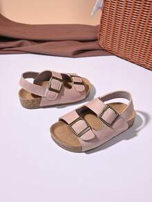 女童蕾丝花卉绒面革凉鞋 – 可调节踝带，闭趾设计，柔软鞋垫，优雅夏季幼儿派对鞋履 - 粉色 - 查看 4