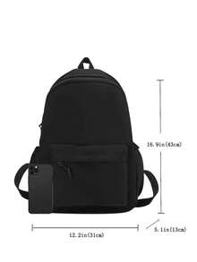 1 Pc Customized Name Stylish Classic Basic Solid Color Backpack, With Laptop Compartment Bookbag,Adjustable Straps & Spacious Multiple Pockets Student Bag,Lightweight High-Capacity Casual Travel Backpack,Available Multiple Colors Perfect For Teens/Students/Graduates Ideal For Daily Use, Outings, Travel, School & Back-To-School - Multicolor - View 8