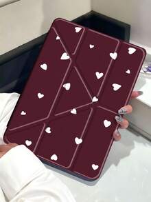 深酒红色心形平板电脑保护套,兼容 iPad Air 11 英寸 M3 2025 / M2 2024、iPad Air 第五代 2022、iPad (A16) 11 英寸第十一代 2025,兼容三星 Galaxy Tab、Kindle Paperwhite 第十二代 2024,透明背壳,时尚图案保护套,具备自动休眠和唤醒功能,气囊保护,适合作为礼物和办公用品。 - 彩色 - 查看 3