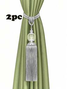 2pcs Luxury Crystal Pendant Tasseled Tie-Back Curtain Decor, Multi-Color Options, Suitable For Curtain Fixing And Decoration - 2pcs - View 12