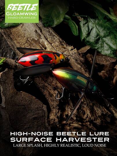  KINGDOM 1PC 高噪音甲虫路亚饵 55mm 10.5g 浮水型钓饵，超远投，仿生鱼饵，仿真设计，精美涂装