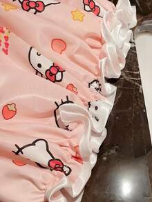 Sanrio 1pc Cat-Shaped Shower Cap - High Quality Double-Layer Design With Cartoon Heart And Star Patterns, Suitable For Women's Home Use As A Shower Cap - A - View 4