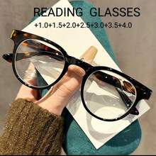 Fashionable And  Small Round Frame  Light Reading Glasses For Women - 黑色豹紋 - 查看 8