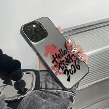 2026新年カレンダーデザインの電話ケース  17 16e 16 15 14 13 12 11 Mini Pro Max Air X XR XSMAX 8 7 Plusに適した落下防止マットバックカバー - 透明な黒 - チェックする 1