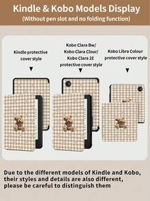 Retro Style, Bear, Two-Tone Check Pattern, Heart Tablet Case, Compatible With IPad 9.7/10.2/10.5/10.9/12.9/Pro 11, 10th Generation, Compatible With Samsung Galaxy Tab S6 Lite 10.4-Inch, Compatible With Kindle Paperwhite 12th Gen 2024, Kindle (11th Generation) 2022 Version, Kobo Clara Color, Soft And Drop Resistant, Smart Stand/Auto Wake/Sleep - Multicolor - View 10