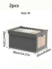 Large Storage Basket, Durable Fabric Wardrobe Storage Box With Transparent Window, Foldable With Lid, Suitable For Home Storage, Household Essentials Organization, Folding Storage Box, Clothes Storage Box, Storage Container - Grey - View 15