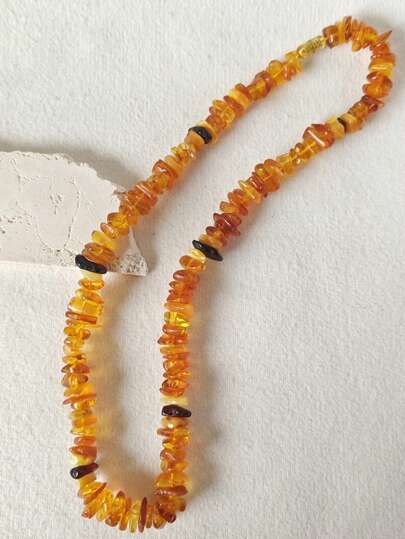 Natural Baltic Amber Necklace, Healing Gemstone, Brings Calmness And Serenity, Couples Jewelry, Fossilized Tree Resin Material, Unique Fashionable Appearance, Full Of Energy, Excellent Gift For Him/Her
