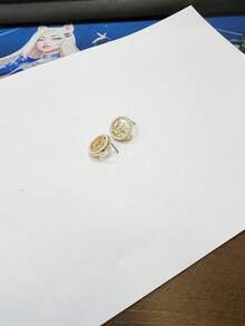 1 Pair Fashionable Luxury Rhinestone Letter Earrings For Women - Multicolor - View 1