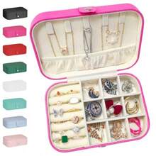 Organizador pequeño para joyas de viaje de 24 agosto mini artículos esenciales de viaje para mujeres joyero pequeño para niñas de 8 a 12 regalos de dama de honor regalos de cumpleaños para mujeres-B032 - Largo, rosa intenso - Ver 2
