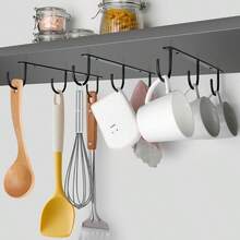 DEPAOTLUX 2 gancos para tazas soporte para tazas debajo  gabinete ganco para tazas de cafe organizador para colgar tazas con 9 gancos para mostrar tazas tazas y nsilios de cocina negro - negro - Ver 3