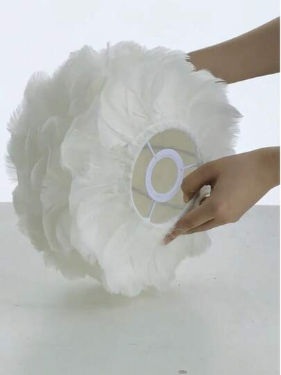手工波西米亚羽毛灯罩 - 高品质羽毛，无需用电，现代简约设计，适用于卧室、婚礼和家居装饰，艺术灯罩，浪漫卧室装饰，独特照明，卧室装饰灯罩