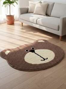 1pc Cute Bear & Lion Plush Round Mat - Soft, Comfortable, Decorative Rug For Teen Bedroom, Living Room Or Playroom, Bedroom Carpet | Adorable Animal Design, Bedroom Decor, Room Decor, Small Rug, Blanket - Multicolor - View 4