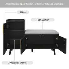 Shoe Cabinets - Black + Dark Walnut - View 11