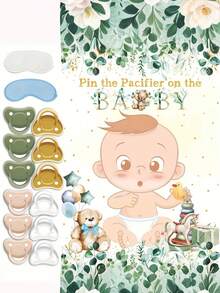 Bộ trò chơi tiệc mừng em bé theo chủ đề núm vú giả, bao gồm áp phích lớn, 24 miếng dán núm vú giả và bộ trò chơi bịt mắt, cũng thích hợp để trang trí tiệc sinh nhật và tiệc mừng em bé. - Nhiều màu - Xem 4