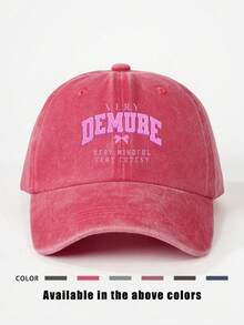 1pc Printed DEMURE Washed Baseball Cap, Adjustable Outdoor Sun Protection Casual Hat Suitable For Spring/Autumn Travel, Beach, Y2K Style For Young People - Baseball Cap - View 14