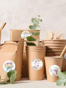 500 Stücke/Rolle Wildblumen Dankeschön Aufkleber, 2,5 cm rund, 8 bunte Blumenmuster, selbstklebende runde Siegelaufkleber für Geschenke, Umschläge, Karten, Party DIY Dekorationen, PVC Aufkleber Bögen Sammelalbum Zubehör, lustige Aufkleber Scrapbooking Zubehör Kindle - 500 Wildblumen-Dankeschön-Aufkleber - Übersicht 2
