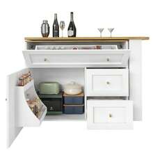 Extendable Bar Table With Storage (138-204*39*105cm), Kitchen Furniture, Sideboard With Snack Shelf, Telescopic Bar Table, High Table, Bistro Table, Kitchen Island, Black - 白色 - 查看 9