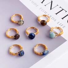 1PC Natural Crystal Amethyst Small Ball Ring Quartz Minerals Jewelry Quartz Women Fashion Ring Reiki Healing Jewelry Mother's Day Gift - Ring - View 9