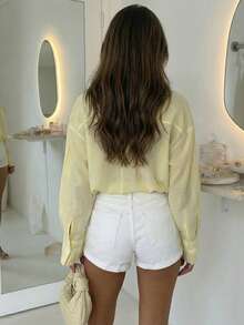 休闲百搭黄色薄纱宽松衬衫，夏季款 - 黃色 - 查看 7