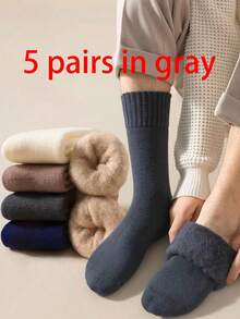 1/3/5/10 Pairs Men's Thermal Fleece Socks, Thick And Soft For Cold Weather Hiking Boots, Suitable For Winter - Black And White, Cozy - Multicolor - View 16