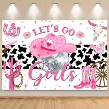 1pc Pink Cowgirl Backdrop Fabric, Suitable For Wedding, Disco Party Decoration, Birthday, Gift, Bachelor Party, Entrance, Garden, Room Decoration, Photography Props - Multicolor - View 2