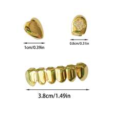 1 Set Unisex Hiphop Style Glossy Heart Zirconia Plum Blossom Flat Tooth Grillz, Suitable For Daily Wear, Festivals And Parties - Multicolor - View 3