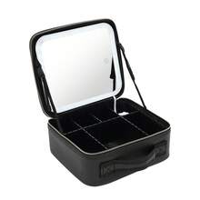WUPYI2018 Kosmetische Tasche mit großem beleuchteten Spiegel Trennbare Make-up-Tasche Professionelle Make-up-Tasche mit Make-up-Spiegel Toilettentasche Organiser mit kosmetischem Spiegel für unterwegs - Schwarz - Übersicht 9