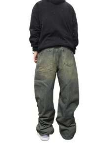 1件 Hearty Haven 男士宽松直筒水洗牛仔裤，休闲百搭（不含腰带或配饰） - 銅色 - 查看 8